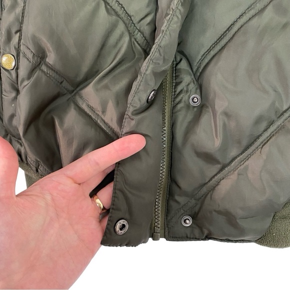 Vintage Y2K Makaveli Puffer Jacket Womens Size Medium Down Hooded Green Puffy - Picture 5 of 14